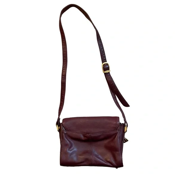 SOLD! Etienne Aigner Genuine Leather Small Crossbody Bag Foldover Burgundy Red - Picture 5 of 12